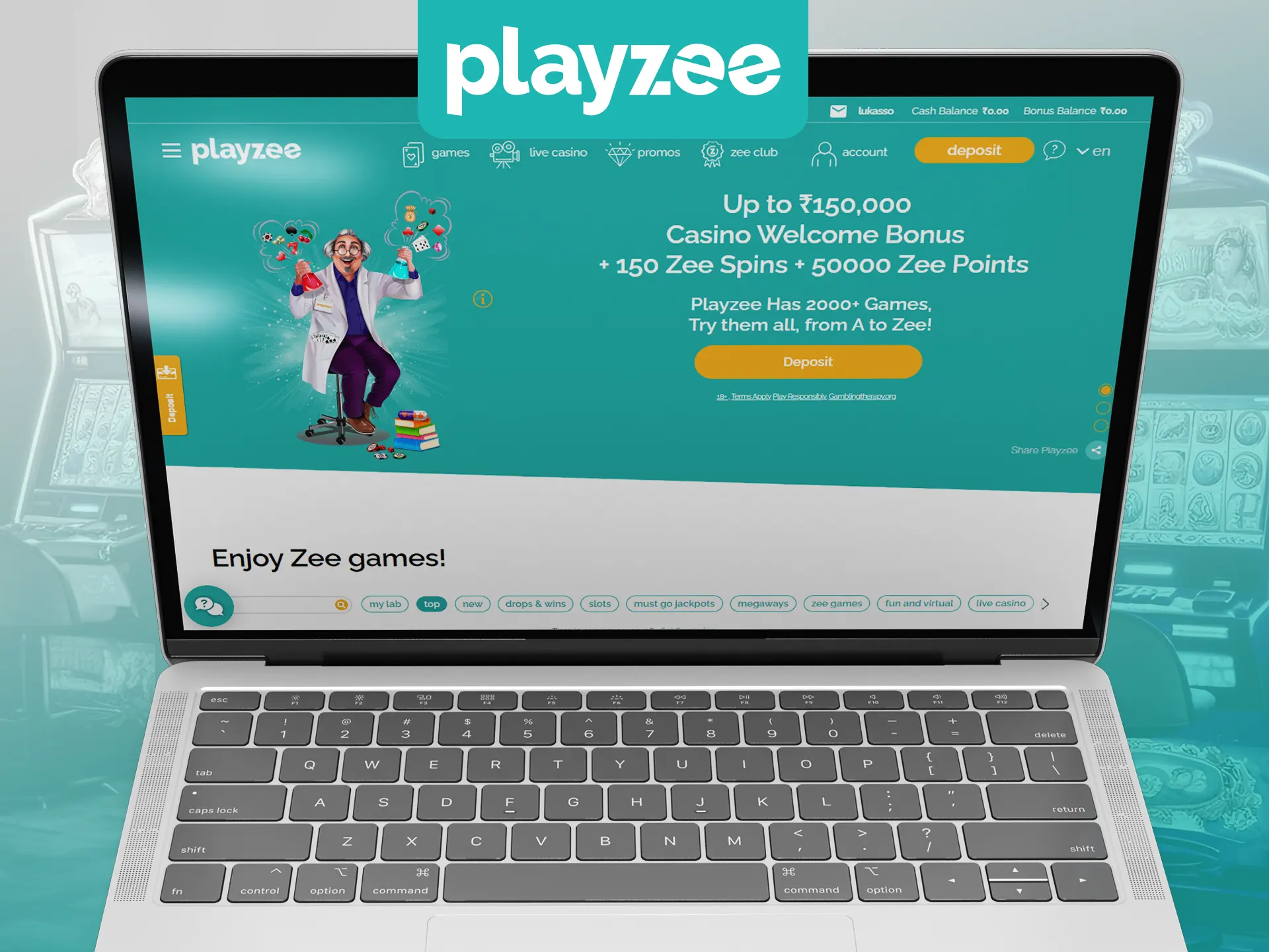 On the official Playzee site, you will find a sports section, casino and live section.