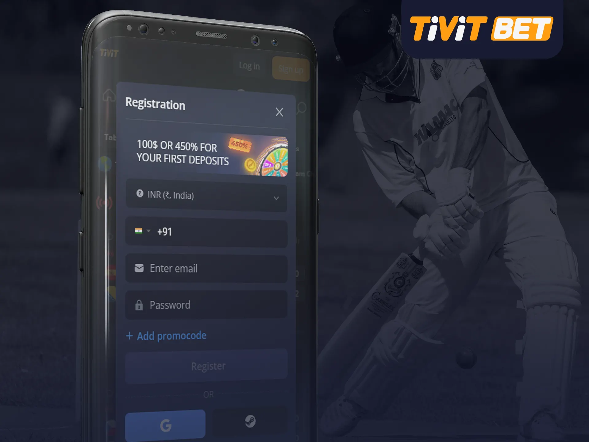 Use the instructions to register in the Tivit bet app.