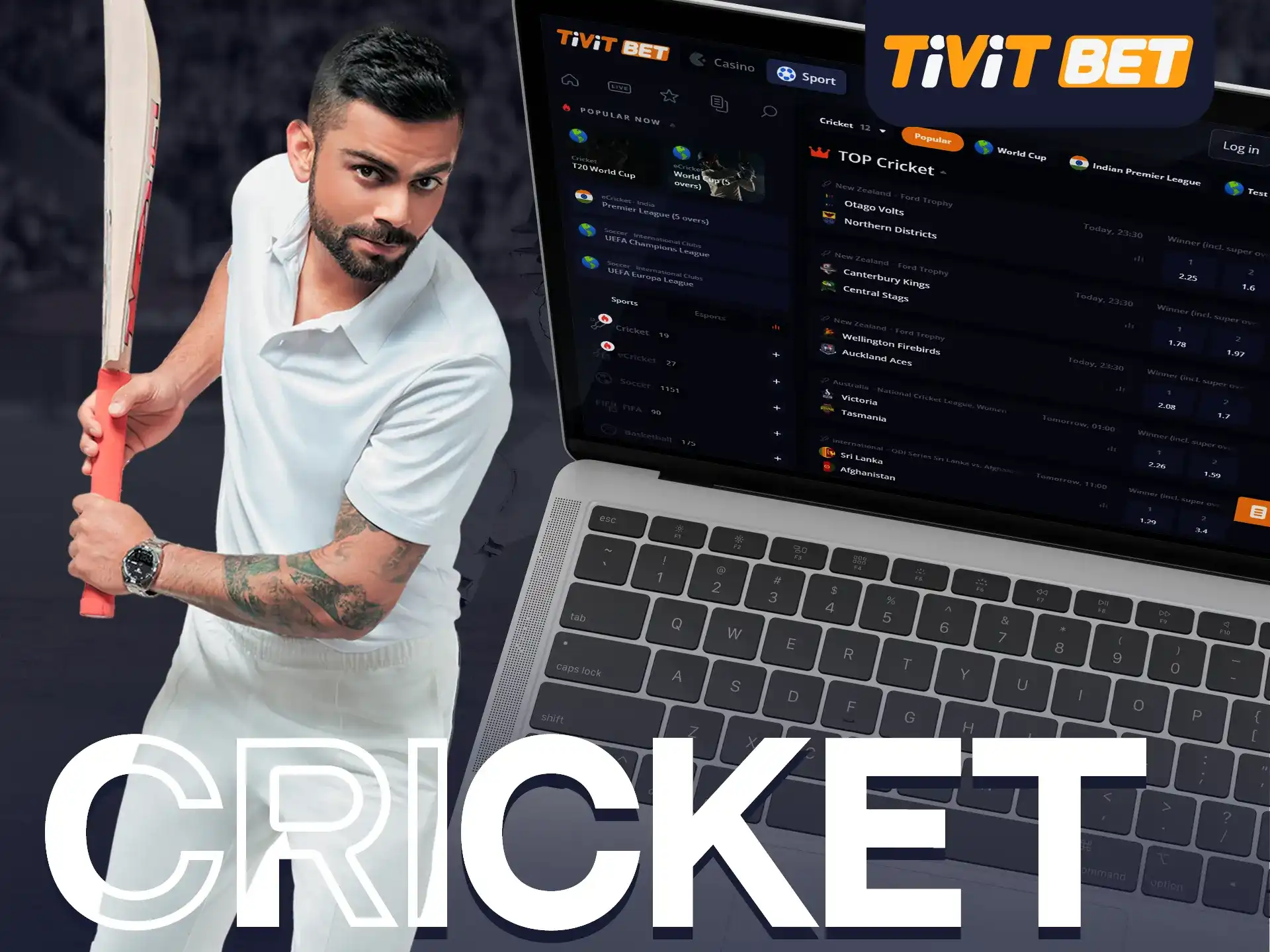 At Tivit Bet you can bet on cricket and many other sports.