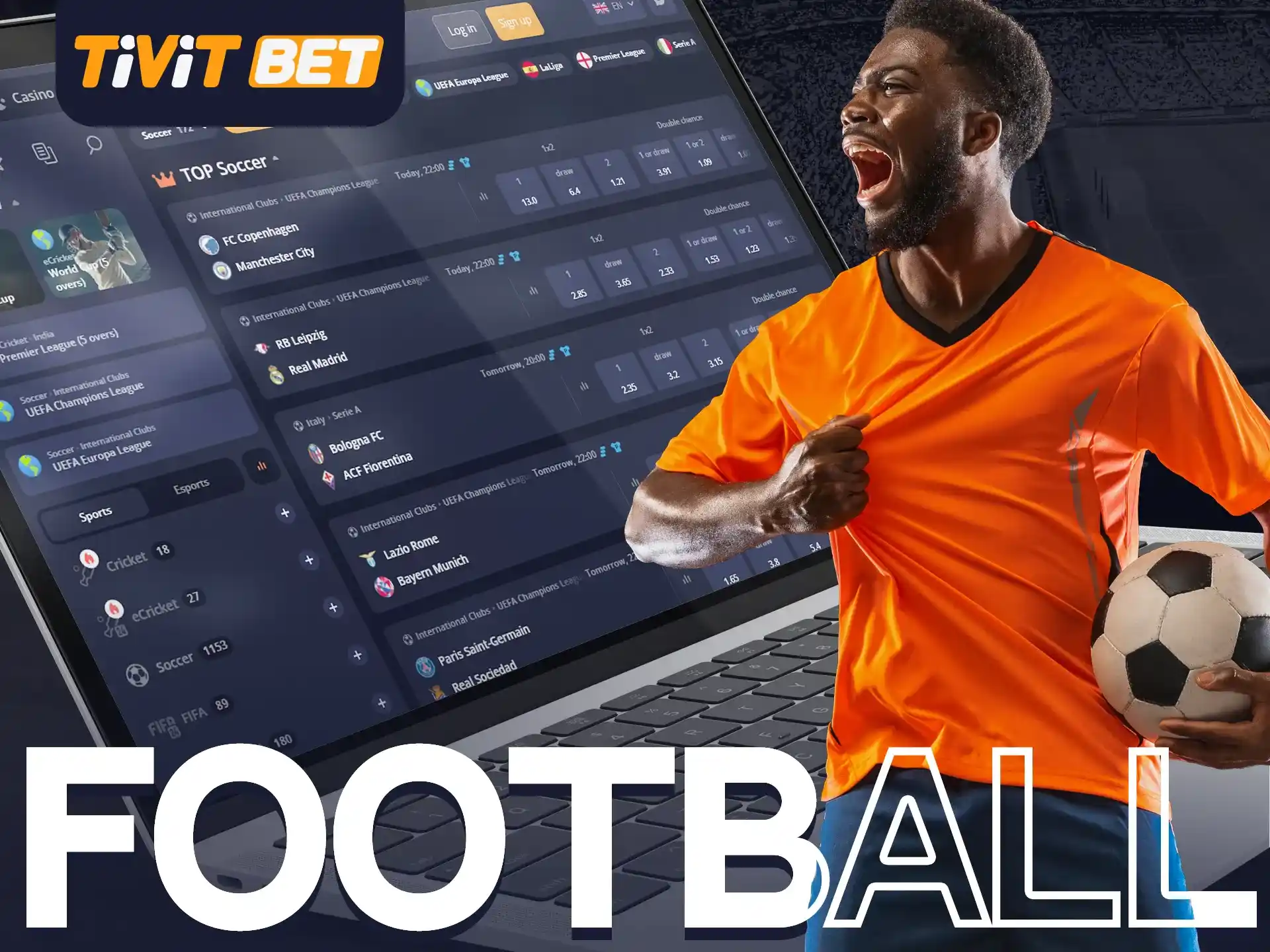 The Tivit Bet website features a football section for betting.