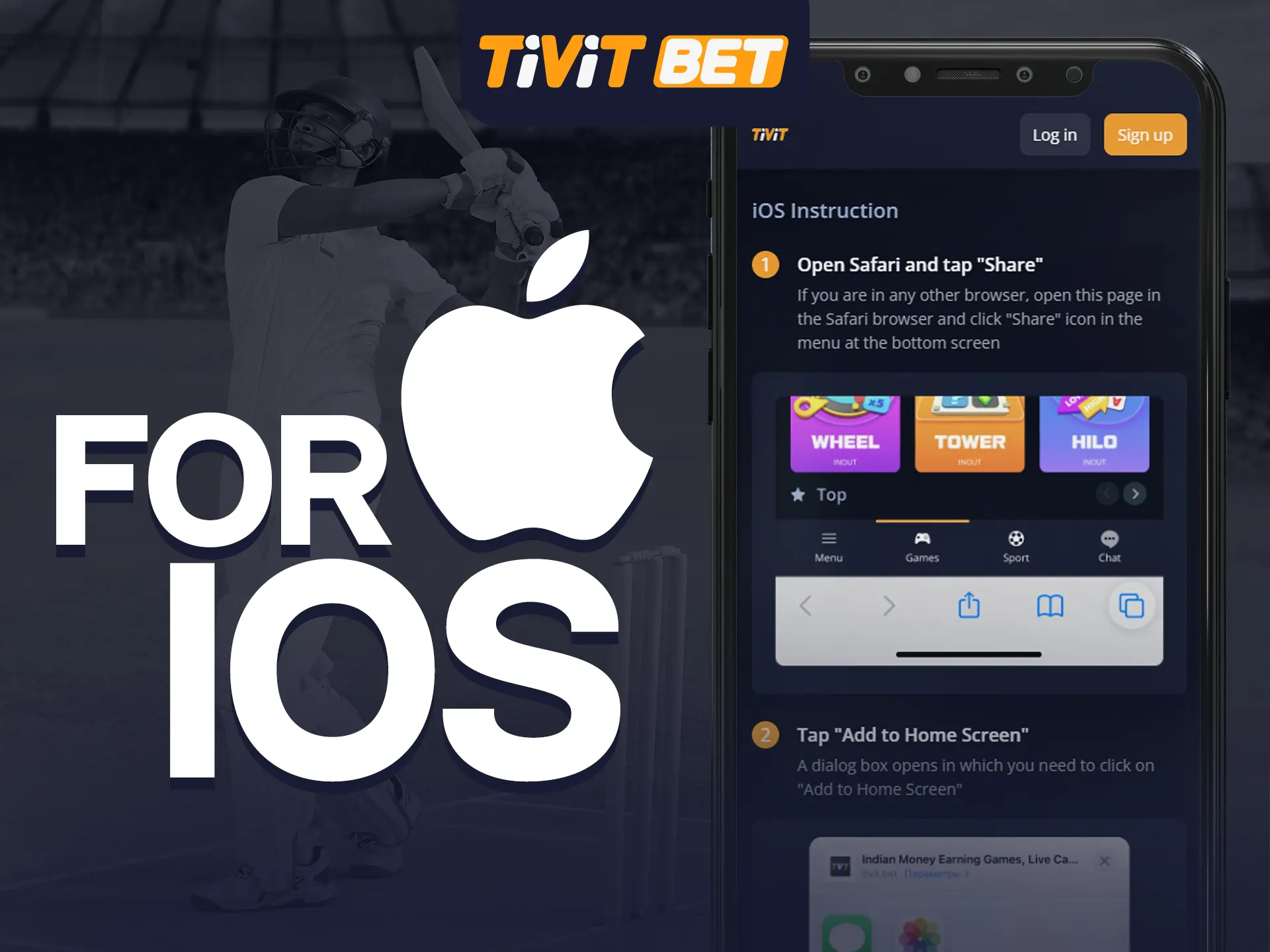 The Tivit Bet app for iOS can be downloaded directly from the AppStore.