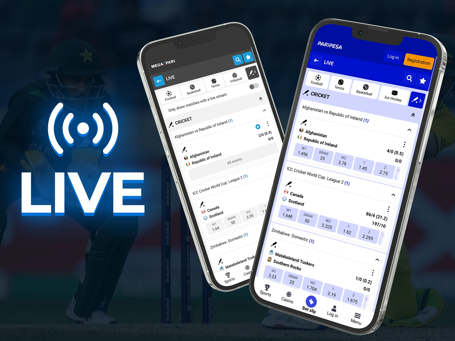 The Melbet app is the best for live cricket betting.